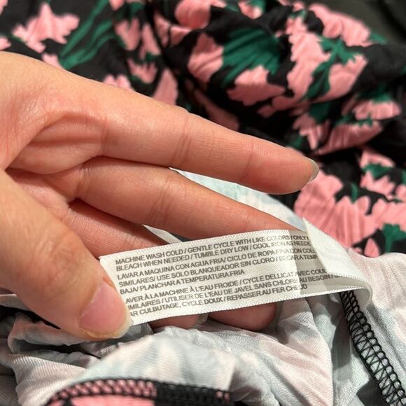 Eloquii Black Pink Floral Easy Tie Front Midi Dress Size 26/28 - Picture 7 of 8